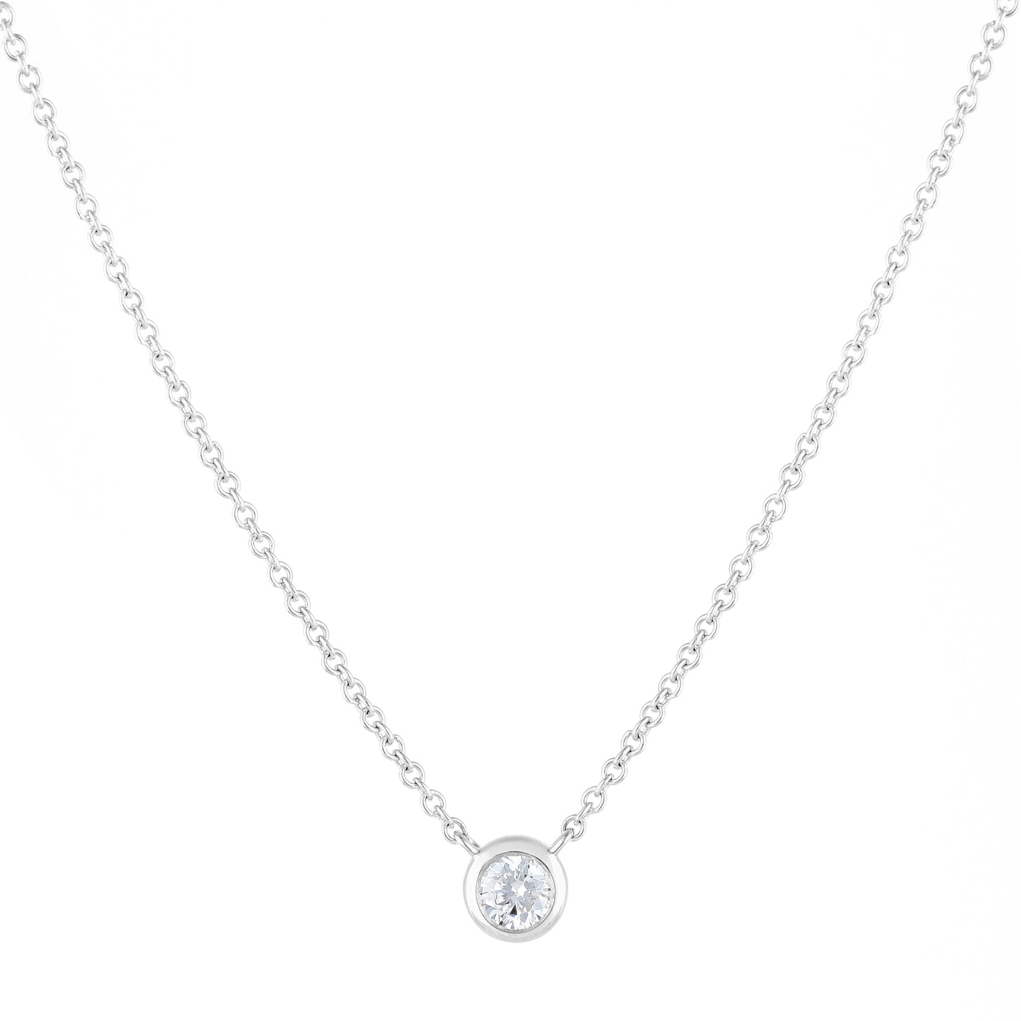 0.20CT Round Bezel Diamond Pendant Necklace