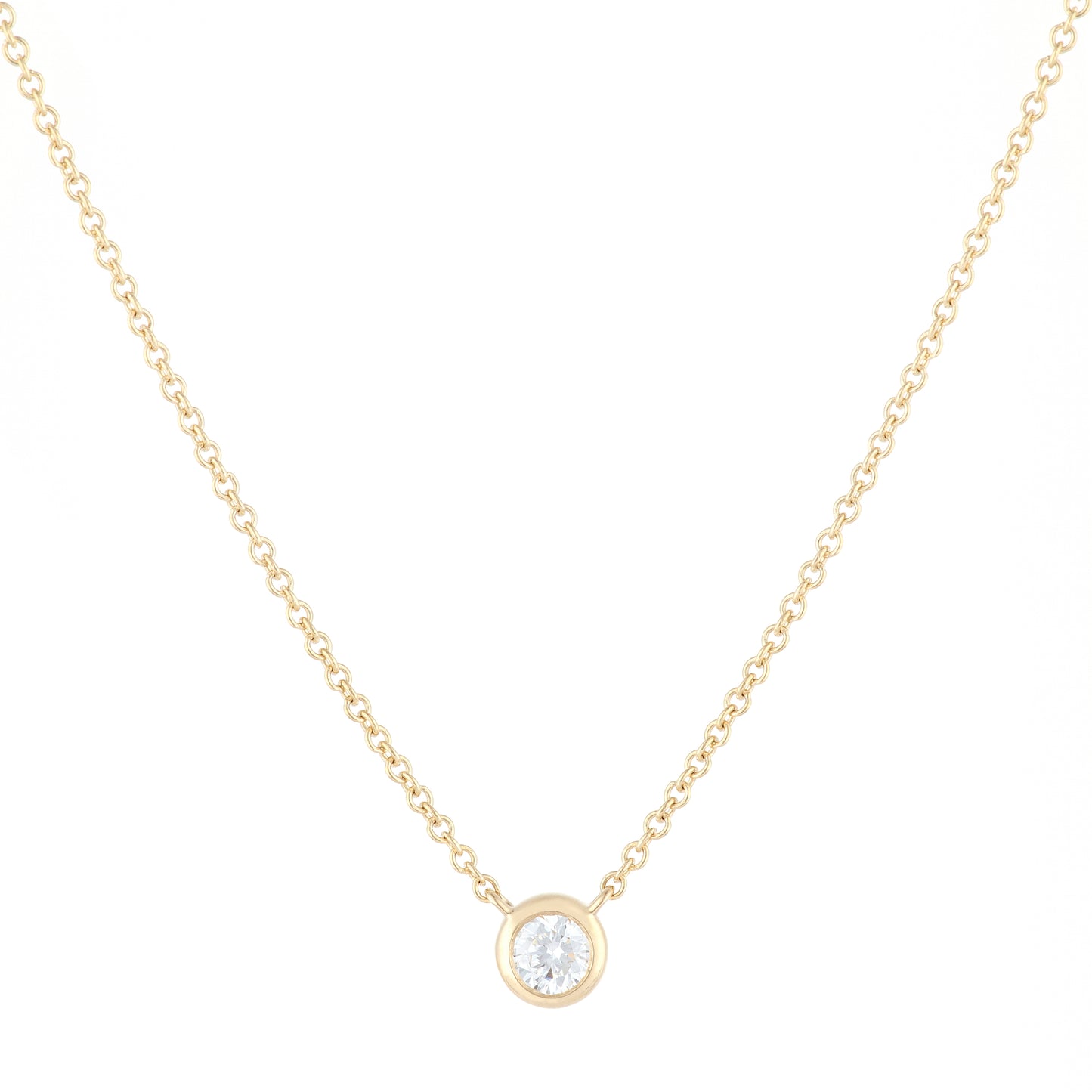 0.20CT Round Bezel Diamond Pendant Necklace